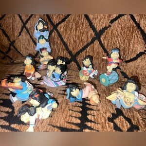 Vintage Pueblo Kids Native American Indian Art Mini Figurine Set Decoration 10
